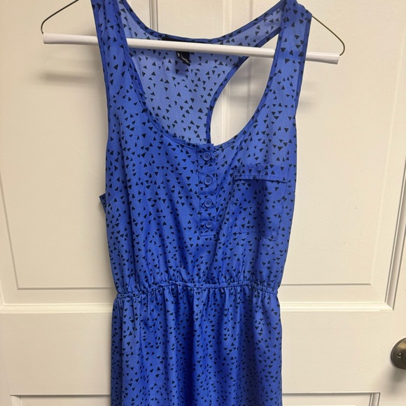 Forever 21 Blue Sleeveless Dress with Black Polka Dots - Picture 2 of 4